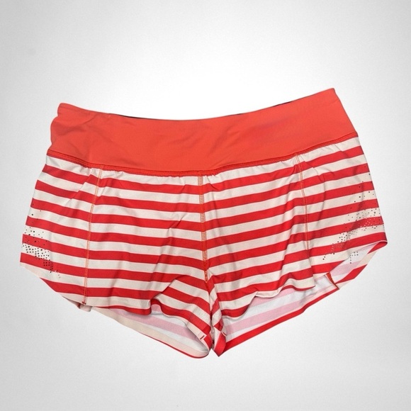 Lululemon Run Light As Air Short Fearless Red Waldo Stripe 2012 Seawheeze Size 8 - Picture 1 of 10